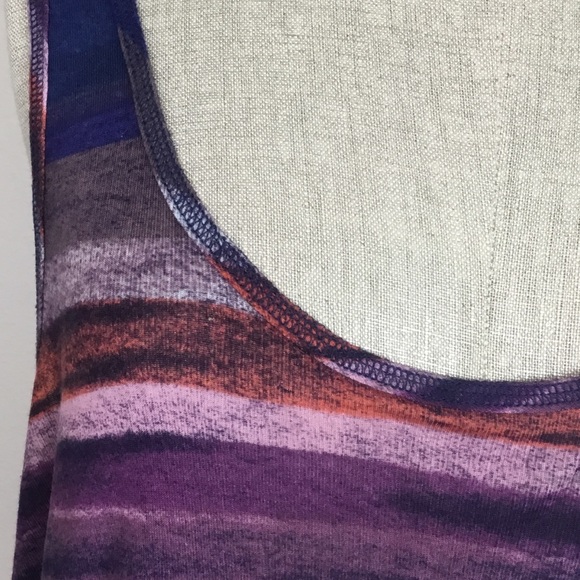Splendid Semi-Sheer Multicolor Streak Scoop Neck Relaxed Tank Top Medium - Picture 9 of 12